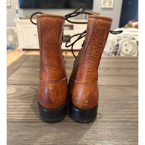 Vintage Justin Roper Boots Brown Lace Fringe Detail Western Kilite Leather S 5 - Picture 2 of 6